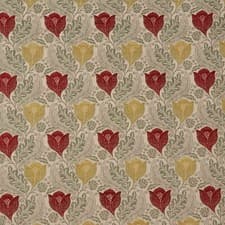 Image of Warwick Ashbee Vintage Fabric Gold Red Floral Tulip Curtains Upholstery Cushions