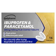 Image of Paracetaml + Ibuprfen 500mg/200mg Galpharm - 16 Coated Tablets FREE POSTAGE