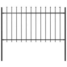 Image of Garden Fence with Spear Top Steel 1.7x1 m Black vidaXL