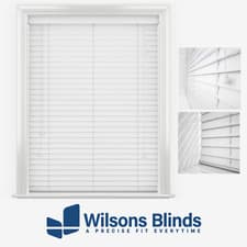 Image of PVC Venetian Window Blind - White - Made To Measure UK - Faux Wood - 50mm Slats