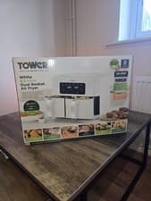 Image of Tower T17137WHT Vortx 8.5L Dual Basket Air Fryer with Dual Cook Function, White