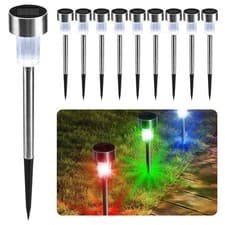 Image of CUQOO Solar Garden Stake Lights – 10 Pack Colour-Changing Colour Changing