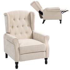 Image of HOMCOM Manual Reclining Armchair Recliner with Footrest Beige