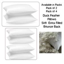 Image of Luxury White Duck Feather Down Pillows Extra Filled Hotel Quality Pack Of 2,4