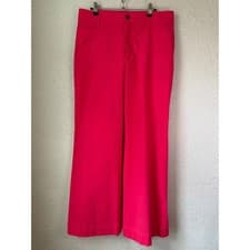 Image of NWT J.Crew Lizzie Bright Pink Cotton Linen High Rise Wide Leg Pants Size 30