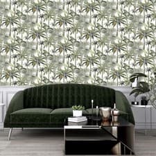 Image of Tropical Banana Leaf Wallpaper Cream Green Botanical Textured Paste The Wall