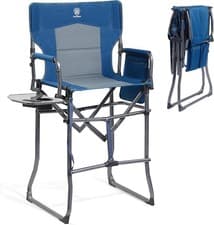 Image of Tall Folding Directors Chair with Side Table Blue