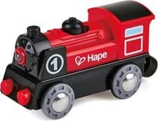 Image of Hape Battery Powered Train Engine No. 1 Red and Black for Ages 3+