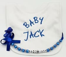 Image of Personalised Baby Bib Embroidered ANY WORD NAME Gift Baby Shower Christening