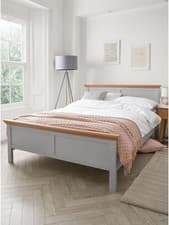 Image of Hanna Bed Frame Double Grey Traditional Cottage Style Oak Effect