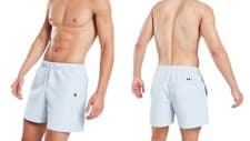 Image of Tommy Hilfiger Men's Breezy Blue Large Logo Swim Shorts Size UK Large 36" Waist