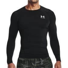 Image of Under Armour HeatGear Armour Mens Compression Top Black Long Sleeve Gym Excerise