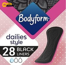 Image of Bodyform Black Normal Panty Liners 5X PACK OF 21 FREE SHIP