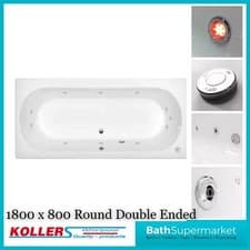 Image of 1800mm x 800mm Round Double Ended Bath-Whirlpool Jet System-6-8-11-Light Option