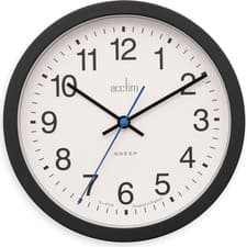 Image of Acctim Bromham 20cm Black Non-Ticking Wall Clock with Sweep Second Hand
