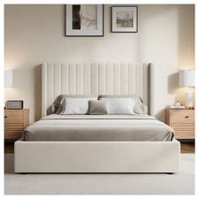 Image of Ottoman Storage Gas Lift panel Bed Frame Velvet Upholstered Double King Size Uk
