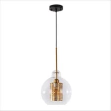 Image of Golden Metal Clear Glass Globe Pendant Ceiling Light E27 TEKLED