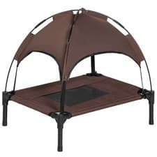 Image of PawHut 61 cm Elevated Dog Bed Cooling Raised Pet Cot UV Protection Canopy Brown