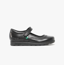 Image of Kickers FRAGMA POP Girls School Touch Fasten School Shoes-Black