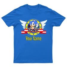 Image of Sonic The Hedgehog Personalised Adult Kids T-Shirt Gaming Cartoon T shirt Xmas