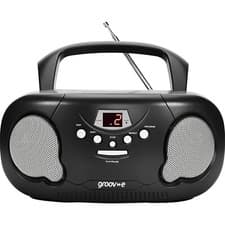 Image of Groov-e Original Boombox Portable CD Player With Radio 3.5mm AUX Input Headphone