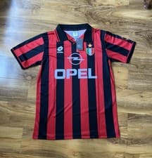 Image of Retro Ac Milan Lotto 1996/97 home football shirt size medium Brand New