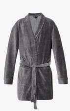 Image of EMPORIO ARMANI Logo-embroidered ribbed stretch-cotton blend robe (BNWT, L / XL)