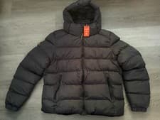 Image of Superdry Ebony Men’s Dark Grey Sports Puffer Jacket Hooded - Size XL - BNWT