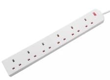 Image of Status 6 Socket 2 Metre Power Extension Lead Socket - White