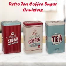 Image of Stylish 3 Piece Tea Coffee Sugar Kitchen Storage Canister Pot Tins Jar Holder