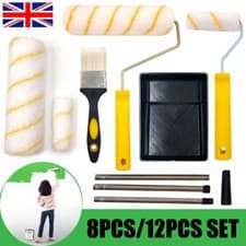 Image of Long Handled Tray Paint Roller Set Soft Sleeve Brush Decorating Painting Tool UK