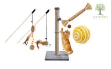 Image of Large Tall Cat Scratching Post 73CM Strong Sisal Pole Heavy Base Catnip Teaser