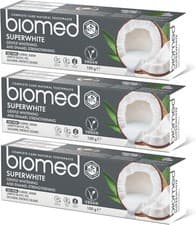 Image of Biomed Superwhite Toothpaste x 3 pack - Natural Coconut - Free Shipping - UK''