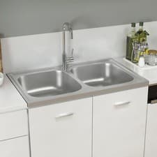 Image of Kitchen Sink with Double Basins 800x500x155 mm Stainless Steel C8F6