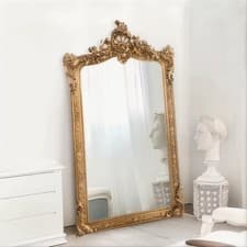 Image of Grand Baroque Antique Gold Floor Mirror – Victorian French Luxury Décor