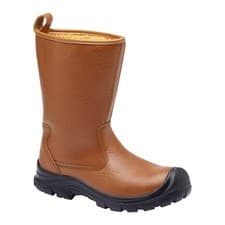 Image of Unbranded Tan Rigger Boot Steel Toe Faux Fur Lined Anti-Slip Safety Footwear