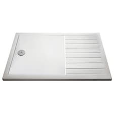 Image of Nuie White 1400mm x 800mm Rectangular Walk In Shower Tray with Centre Edge Waste