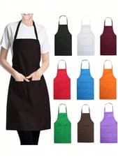 Image of Unisex Adult Apron Men's Ladies Cooking Baking Kitchen BBQ Catering Chef Plain
