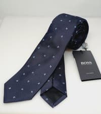 Image of Hugo Boss Dark Blue Navy 100% Silk Floral 6cm Tie