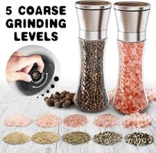 Image of 2x Pepper and Salt Grinder Set Mill Adjustable Stainless Steel Shaker Coarse