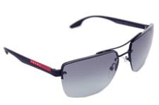 Image of PRADA SPORT 60US DG03M1 Mens Square Rimless Sunglasses Large  MATTE BLACK GREY