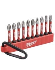 Image of Milwaukee SHOCKWAVE Impact Duty Screwdriver Carabiner Bit Set x10 Pcs 4932492939