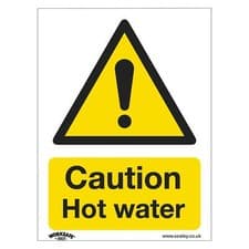 Image of Sealey Warning Safety Sign - Caution Hot Water - Self-Adhesive Vinyl 75 x 100mm