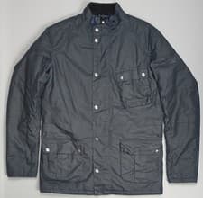 Image of Barbour International Fleet Wax Jacket Navy Blue Padded Coat Size Medium New