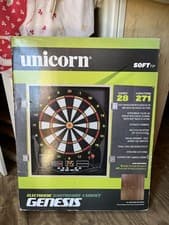 Image of Unicorn Self Scoring Electronic Dart Board Soft Tip Genesis Series W/ Cabinet