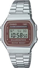 Image of Casio Vintage Silver Stainless Steel Strap Brown Dial Digital Watch A168WA-5AYDF