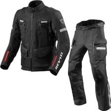 Image of Rev It Sand 4 H2O Motorcycle Jacket & Trousers Black Kit Touring Adventure Bike