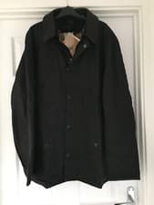 Image of Men’s Barbour Halton Waxed Jacket Colour Navy Size UK XXL