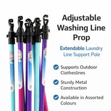 Image of Extendable Clothes Line Prop Adjustable Washing Line Support Pole for Laundry