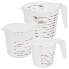 Image of 3 Sizes Stacking Measuring Jugs Set Durable Plastic Clear Markings for Cooking